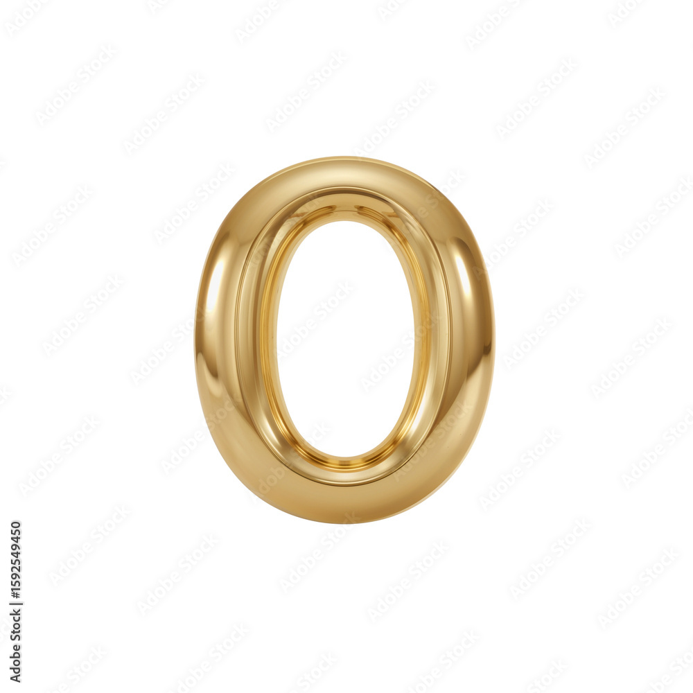 Poster gleaming golden zero character floating on an infinite plane of neutrality