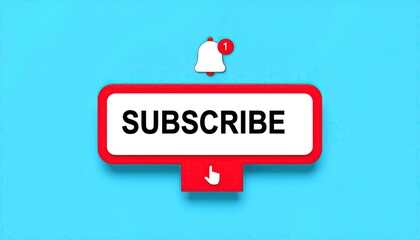Red subscribe button, social media