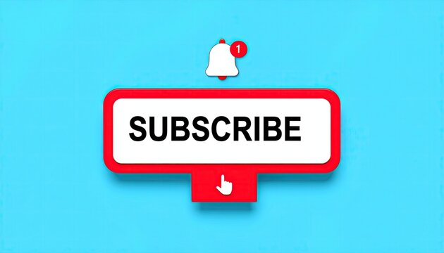 Red subscribe button, social media