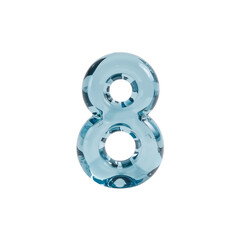 Fototapeta premium Translucent number eight, ethereal glow and isolated form against plain setting