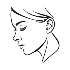 Minimal Line Art Portrait,  Minimalist line art woman face