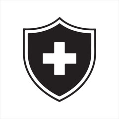 Fototapeta premium Medical Protection Shield Icon – Black Health Safety Symbol