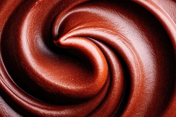 Rich creamy swirl of chocolate texture close-up