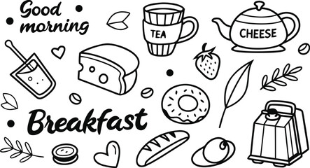 Fast food sketch for fastfood restaurant or bistro. Vector cheeseburger burger or hotdog sandwich snack, french fries or pizza and coffee or soda drink, taco and black burger.