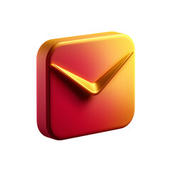 3D icon of an envelope silhouette in motion with gold to red gradient, glassmorphism UI element