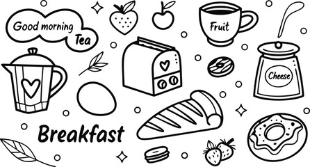 Fast food sketch for fastfood restaurant or bistro. Vector cheeseburger burger or hotdog sandwich snack, french fries or pizza and coffee or soda drink, taco and black burger.