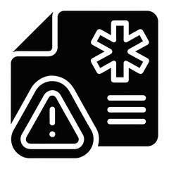 Medical report with star of life symbol and warning triangle indicating a health alert issue present