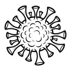 Vector Illustration of a coronavirus cell with spiky projections and a textured inner core design