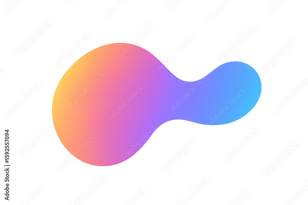 Poster fluid gradient blob featuring vivid hues, floating against transparent backdrop, representing contem