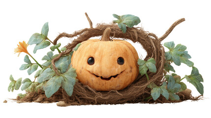 Transparent halloween pumpkin nestled in nature whimsical autumn scene captivating viewpoint for festive spirit