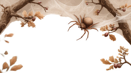 Transparent halloween spider webs in nature captivating autumn environment close-up viewpoint