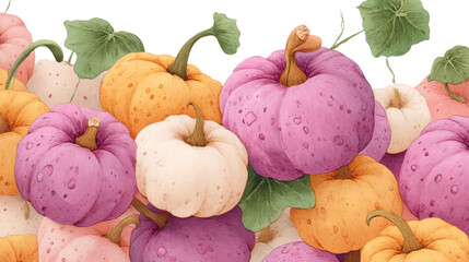 Transparent halloween pumpkin display festive autumn setting digital illustration colorful arrangement