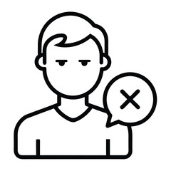 Person with a speech bubble containing a red cross symbol