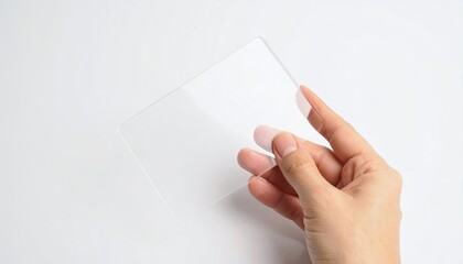 Clear plastic sheet held in hand