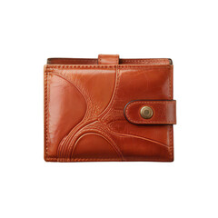 Brown leather purse wallet and bag isolated on white background