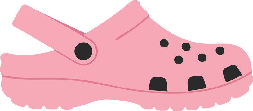 Pink casual clog shoe with ventilation holes and adjustable strap vector illustration for comfortable footwear designs 