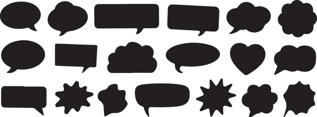 Fototapeta premium Black Speech Bubbles in Various Shapes & Sizes