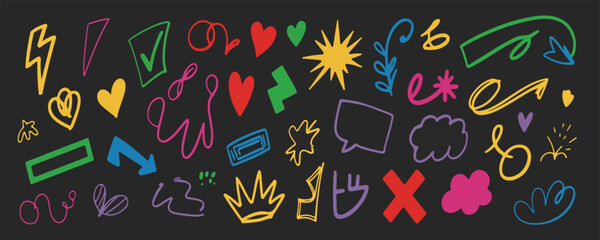 Colorful Hand-Drawn Doodle Elements Abstract Background