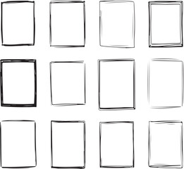 Hand-Drawn Square Frames in Grid Arrangement