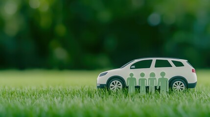 Family car on green grass
