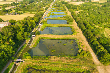 Aerial view above Caen hill locks