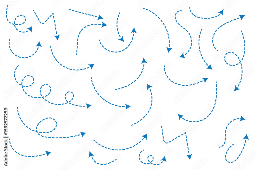 Poster hand drawn arrows icon set. sketch curved arrows design. arrow handmade. doodle arrows of varios sha