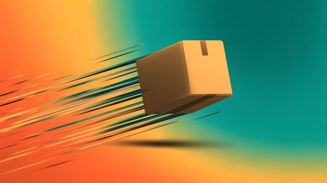 Fast delivery service concept package shipping box express courier transport