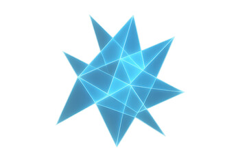 Rotating blue triangular geometric pattern creating dynamic abstract technological visualization on transparent backdrop