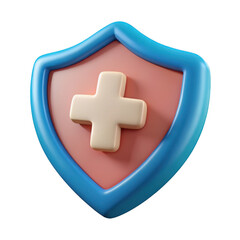 Obraz premium 3d medical shield with cross isolated on transparent background