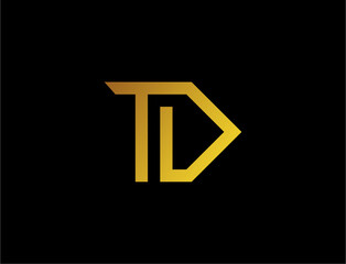 Gold initial letter td logo design
