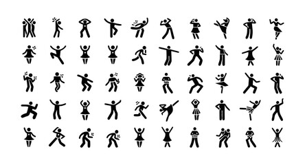 Dance Silhouette Vector Collection – Black Silhouettes of Ballet, Hip-Hop, Salsa, Breakdance, and Jazz Dancers for Performance, Stage, and Movement Design