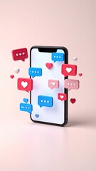 Smartphone with social media notifications