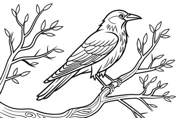 coloring page line art the lark bird black vector