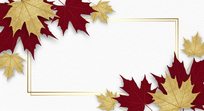 Autumn leaves frame a blank space for text