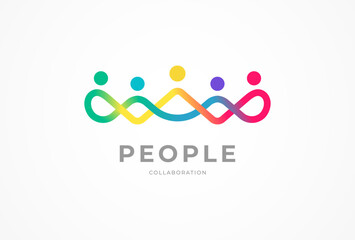 People logo design, Community human Logo with gradient color, people logo design template, vector illustration