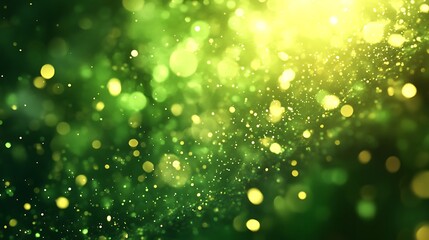 Obraz premium Magical bokeh lights shimmering with vibrant green and yellow hues in a dreamy natural setting