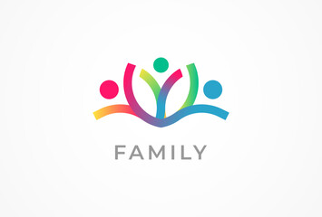 People logo design, family human Logo with gradient full color, people logo design template design element, vector illustration