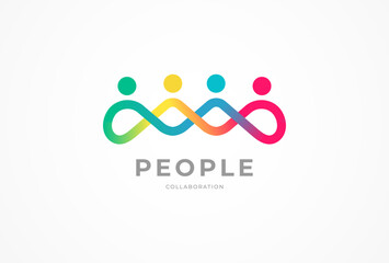 People logo design, Community human Logo with gradient color, people logo design template element, vector illustration