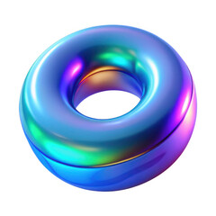 Obraz premium 3d torus with iridescent sheen isolated on transparent background