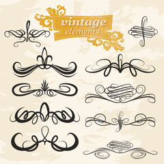 Set of vintage decorative elements ornament pattern vector image