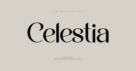Celestia Logo elegant awesome alphabet letters font and number. Classic Lettering Minimal Fashion Designs. Typography fonts regular uppercase and lowercase. vector illustration
