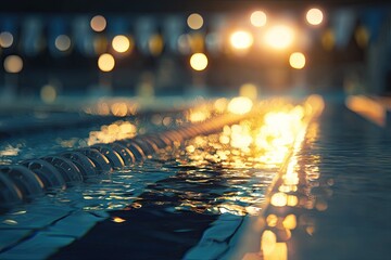 Swimming pool at night with lights
