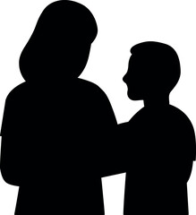 A striking silhouette of a mother and child reading. Perfect for clean, modern designs emphasizing education and family moments