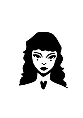 Expressive female illustration, unique makeup, artistic minimalist design