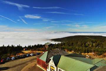 Hilltop Settlement Rising Above Morning Cloud Inversion