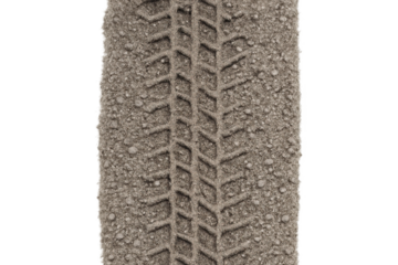 Tire Track Imprint Creating a Path through Dirt with Transparent Background