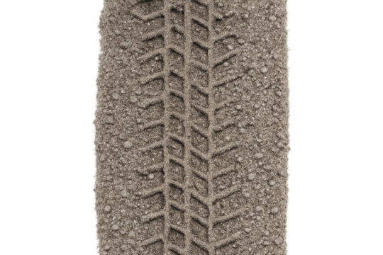 Tire Track Imprint Creating a Path through Dirt with Transparent Background