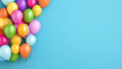 Colorful balloons on a light-blue background