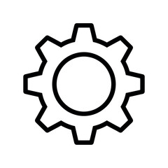 Flat Settings Outline Vector Icon on White Background. Customizable Gear Symbol.