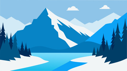 Fototapeta premium winter landscape with mountains